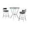 Armen Living Naomi and Roman 3-Piece Counter Height Dining Set in Brushed Stainless Steel and Gray Faux Leather SETNMRMGRBS3 - alternate 1